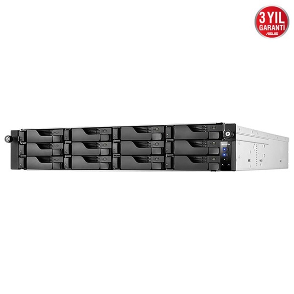 ASUSTOR AS6512RD-16GB ATOM QC C3538-16GB RAM-12-diskli RACK NAS SUNUCU