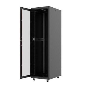 AGER 26U 600x800mm Dikili Tip Siyah Kabinet Agena AG-AN26U6080S1 Cam Kapak 