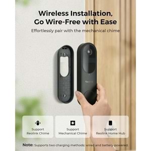 REOLINK 4MP WIFI Dorbell Bataryalı Kapı Zili PoE
