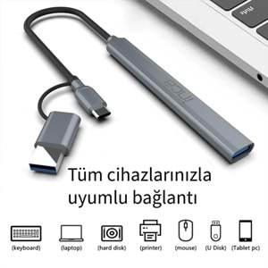 INCA IUTP-06T 5port USB 3.0 TYPEC Çoklayıcı Hub