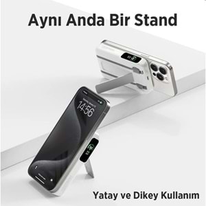BİX 10000mAh TPB16-WE 6'SI 1 ARADA OLED EKRANLI Beyaz KABLOSUZ POWERBANK