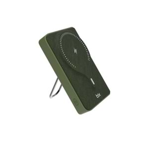 BİX 10000mAh BXPB105-GRE 22.5W-15W Type-C Micro USB KABLOSUZ LED GÖSTERGELİ Yeşil POWERBANK