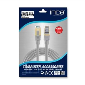 INCA 3m CAT8 S/FTP ICAT8-03G Gri Patch Kablo