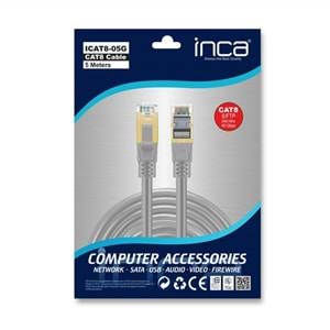 INCA 5m CAT8 S/FTP ICAT8-05G Gri Patch Kablo