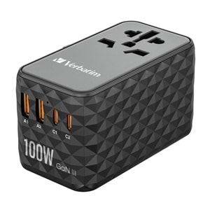 VERBATIM CHR ATA-06 GaN III Evrensel Seyahat Adaptörü 100W