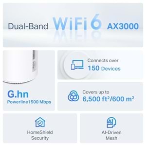 TP-LINK DECO AX3000+G1500 GNH POWERLINE NAX3000 MESH ROUTER 2-li PAKET