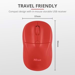 Trust Primo 20787 Usb 1600 Dpı Kırmızı Kablosuz Mouse