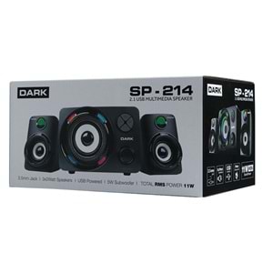 DARK DK-AC-SP214 2+1 11W Siyah 7 Farklı Renk Titreşimli LED Bluetooth Hoparlör