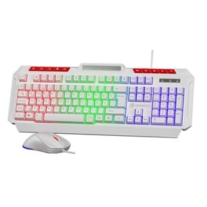 GAMEBOOSTER KM-11W Knight Beyaz Gaming Klavye Mouse Set