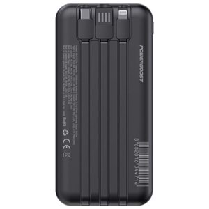 POWERBOOST NIGHT 125B 10000mAh 22.5W Dahili Kablolu LCD Siyah Taşınabilir Şarj Cihazı Powerbank