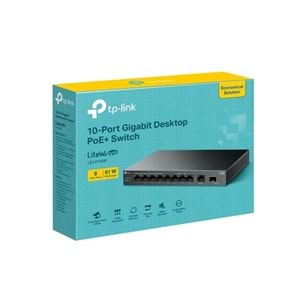 TP-LINK 10port LS1210GP GIGABIT 61W 8port PoE Yönetilemez Switch