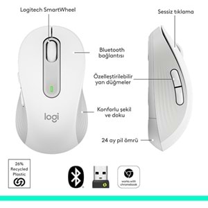 LOGITECH SIGNATURE M650 910-006238 KABLOSUZ MOUSE BEYAZ