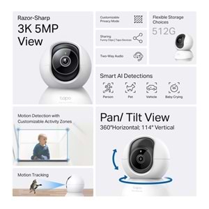 TP-LINK 5MP Tapo C230 Pan/Tilt AI Ev Güvenlik Wi-Fi Kamera