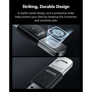 LEXAR 256GB JUMP DRIVE FINGERPRINT F35 PRO LJDF35P256G-RNBNG USB 3.2 BELLEK