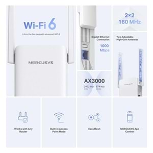 MERCUSYS ME80X AX3000 MENZİL GENİŞLETİCİ PRİZ TİP 