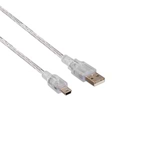 S-link SL-UK53 Usb2.0 3m Şeffaf Usb AM/Mini 5pin Kablo