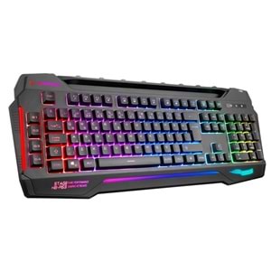 Rampage KB-R63 STAGE Siyah 4 Makro Fonksiyon Sese Duyarlı Işıklı Rainbow Q USB Ses Mik Çıkışlı Oyuncu Klavyesi