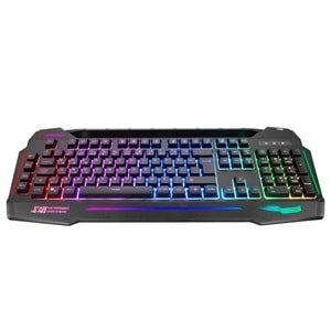 Rampage KB-R63 STAGE Siyah 4 Makro Fonksiyon Sese Duyarlı Işıklı Rainbow Q USB Ses Mik Çıkışlı Oyuncu Klavyesi