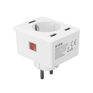 S-Link Swapp SL-04 10A Akım Korumalı Akıllı Priz 2 USB 2.4 Ghz Wifi TUYA Destekli