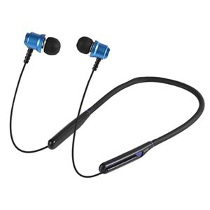 Asonic AS-XBK65 Siyah/Mavi Boyun Askılı Mıknatıslı Bluetooth TF Kart Spor Kulak içi Kulaklık