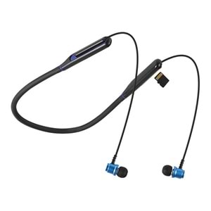 Asonic AS-XBK65 Siyah/Mavi Boyun Askılı Mıknatıslı Bluetooth TF Kart Spor Kulak içi Kulaklık