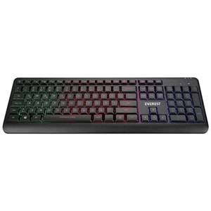 EVERST Q TR KM-1500 Siyah Kablosuz Rainbow Aydınlatmalı Q Multimedia Klavye + Mouse Set