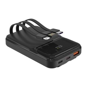 S-LINK P104 10000mAh PRM Dahili Kablolu HSC22.5W+PD20W Siyah LCD Taşınabilir Pil Şarj Cihazı Powerbank