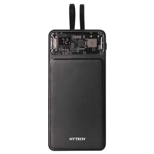 HYTECH H120 10000mAh HSC22.5W PD20W+QC3.0 18W Siyah LCD Şeffaf Taşınabilir Pil Şarj Cihazı Powerbank
