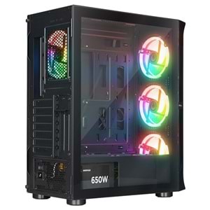 RAMPAGE 650W 80+ PROLIX MESH 4-RGB FANLI GAMING MID-TOWER PC KASASI
