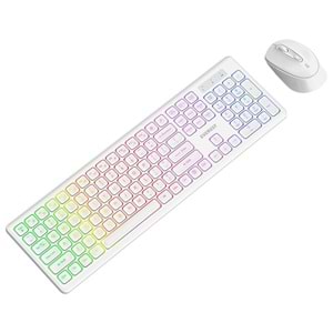 Everest KM-319BT Beyaz 2.4G+BT1+BT2 Çoklu Cihaz Bağlantılı Q Set Kablosuz Klavye + Mouse