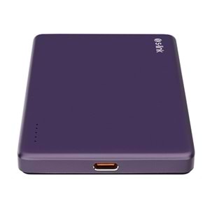S-LINK MG105 5000mAh PD20W Magsafe 15W Kablosuz Type-C Mor Taşınabilir Metal Şarj Cihazı Powerbank