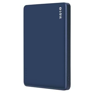 S-LINK MG105 5000mAh PD20W Magsafe 15W Kablosuz Type-C Mavi Taşınabilir Metal Şarj Cihazı Powerbank