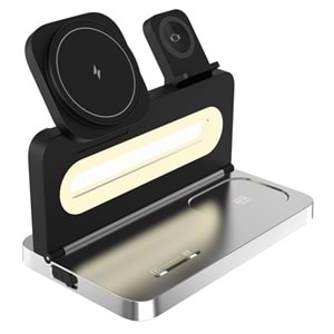 S-LINK SW-CWF120 Telefon Kulaklık Akıllı Saat 15W 3 'in 1 Magsafe Siyah Kablosuz Şarj Cihazı