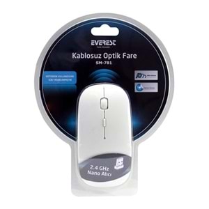 Everest SM-781 Beyaz Optik Nano Receive Kablosuz Mouse