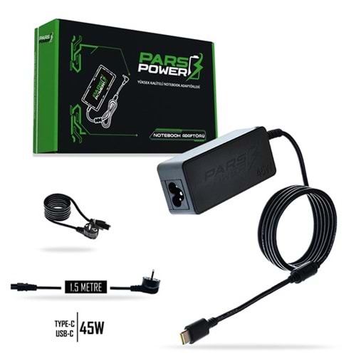PARS POWER PRS-049 45W 20V 2.25A- (TYPE-C) Siyah ADAPTÖR