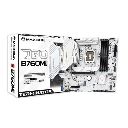 MAXSUN TERMINATÖR B760M D4 ICE DDR4 HDMI-DP PCIE 4.0 1700P MATX BEYAZ