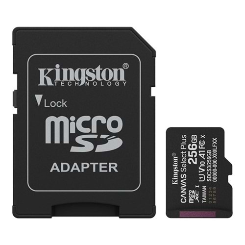KINGSTON 256GB CANVAS SELECT PLUS DCS3/256GB MICRO-SD HAFIZA KARTI