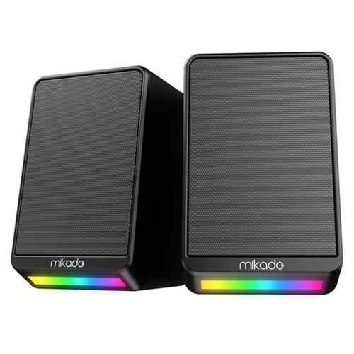 MIKADO MD-178 2.0 3W*2 Siyah RGB Aydınlatmalı USB + 3.5mm USB 5V Speaker Hoparlör
