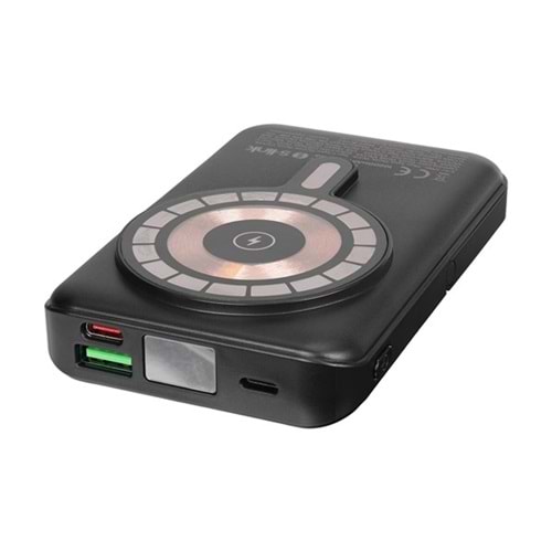 S-LINK M1029 10000mAh Magsafe 15W HSC22.5W+PD20W+QC3.0 Siyah LCD Taşınabilir Şarj Cihazı Powerbank