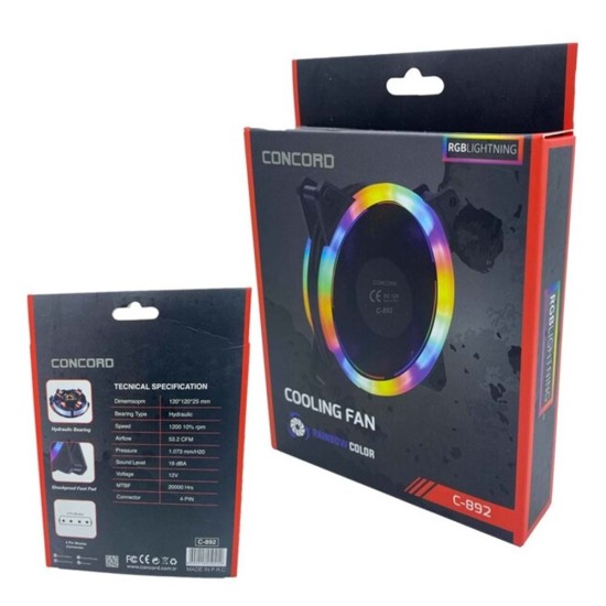 CONCORD RGB RAINBOW COOLER COOLING FAN C-892