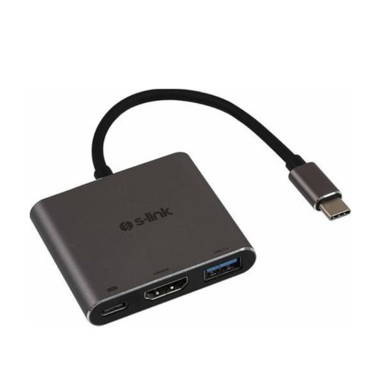 S-LINK TYPE-C TO 1PORT USB3.0 AND HDMI 4K ADAPTER WHIT CHARGING PORT CEVIRICI ADAPTER SW-U515