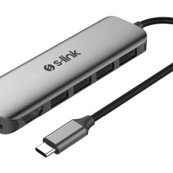 S-LINK TYPE-C MULTI PORT ADAPTER 3XUSB3.0 1XSD CARD 1X MICRO SD CARD 1X 4K HDMI SW-U517