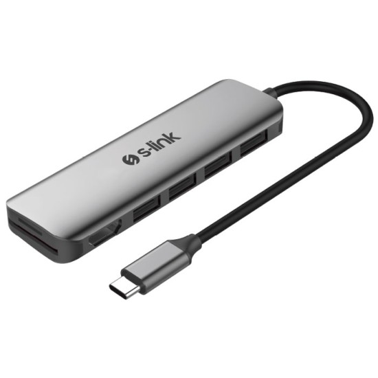 S-LINK TYPE-C MULTI PORT ADAPTER 3XUSB3.0 1XSD CARD 1X MICRO SD CARD 1X 4K HDMI SW-U517