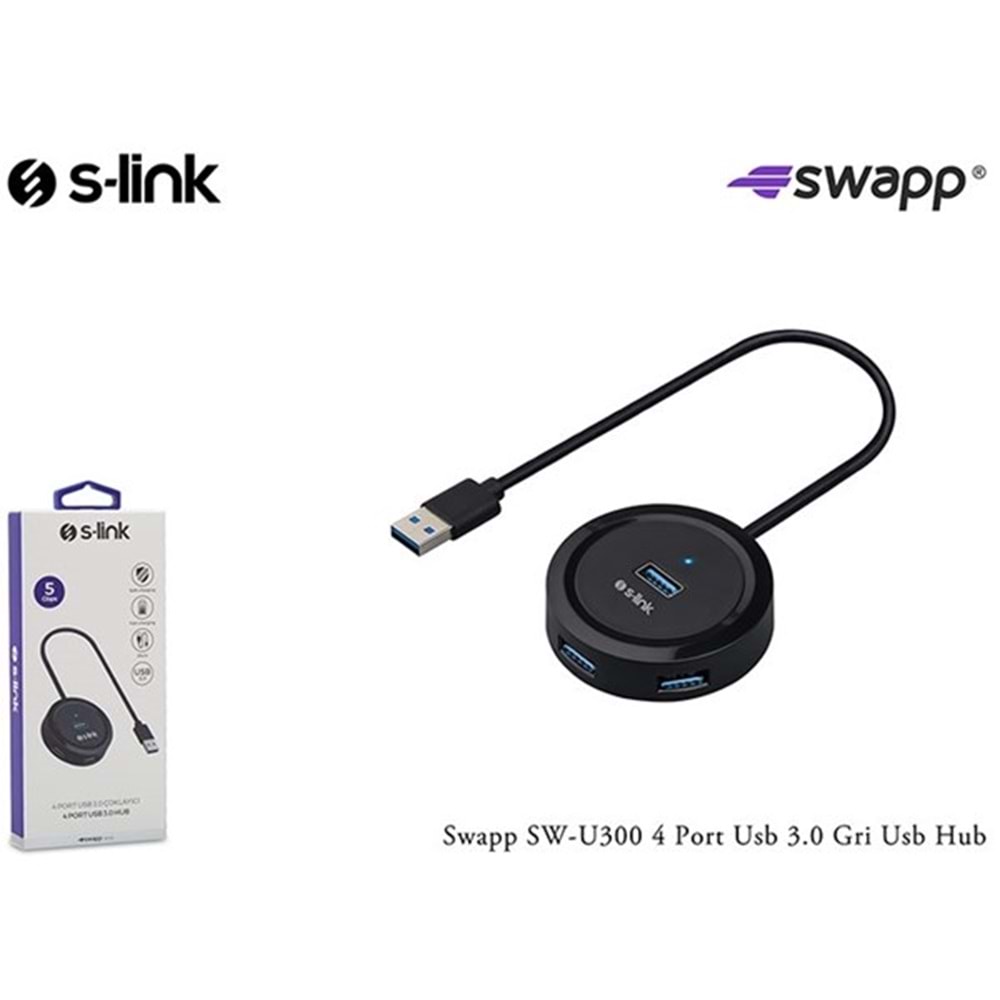 S-LINK Swapp SW-U300 4port USB 3.0 Siyah USB Çoklayıcı Hub