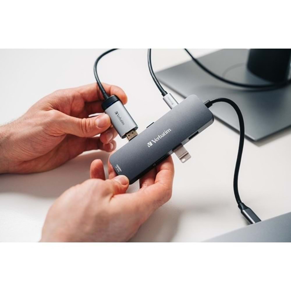 VERBATIM CMH-08 USB-C Pro Çok Bağlantı Noktalı Dock