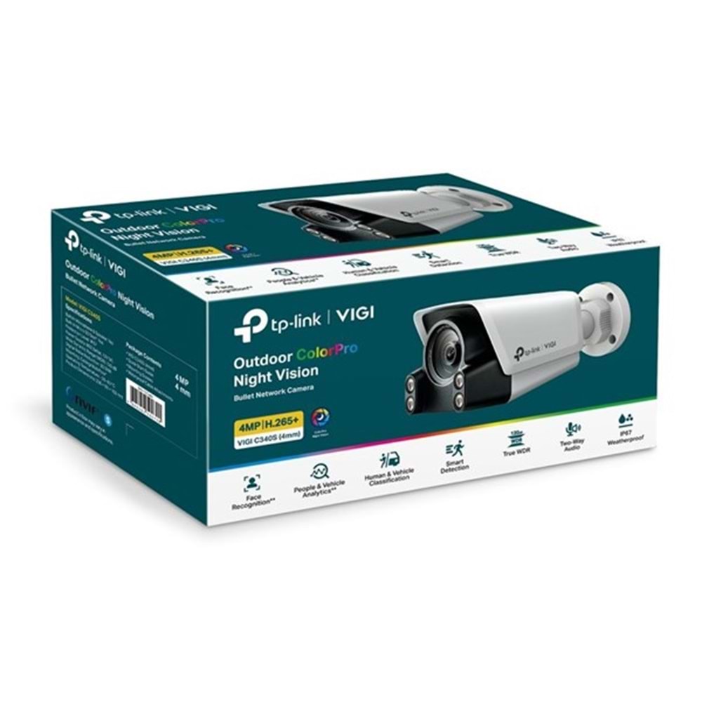 TP-LINK 4MP VIGI-C340S RENKLİ SESLİ BULLET IP KAMERA