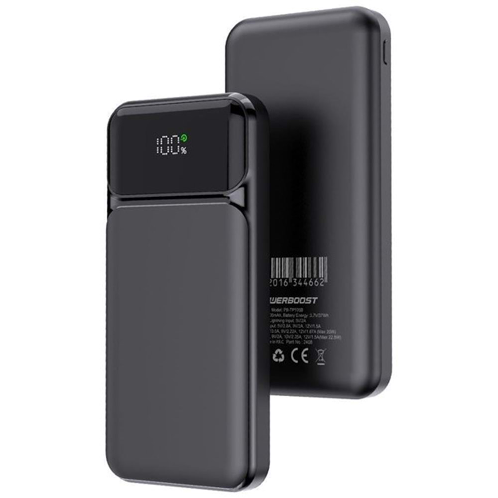 POWERBOOST NIGHT 105B 10000mAh 22.5W LCD Siyah Taşınabilir Şarj Cihazı Powerbank