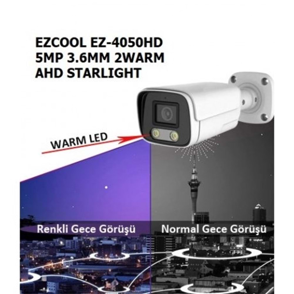 EZCOOL 5MP EZ-4050HD 3.6MM 40metre STARLIGT BULLET AHD KAMERA