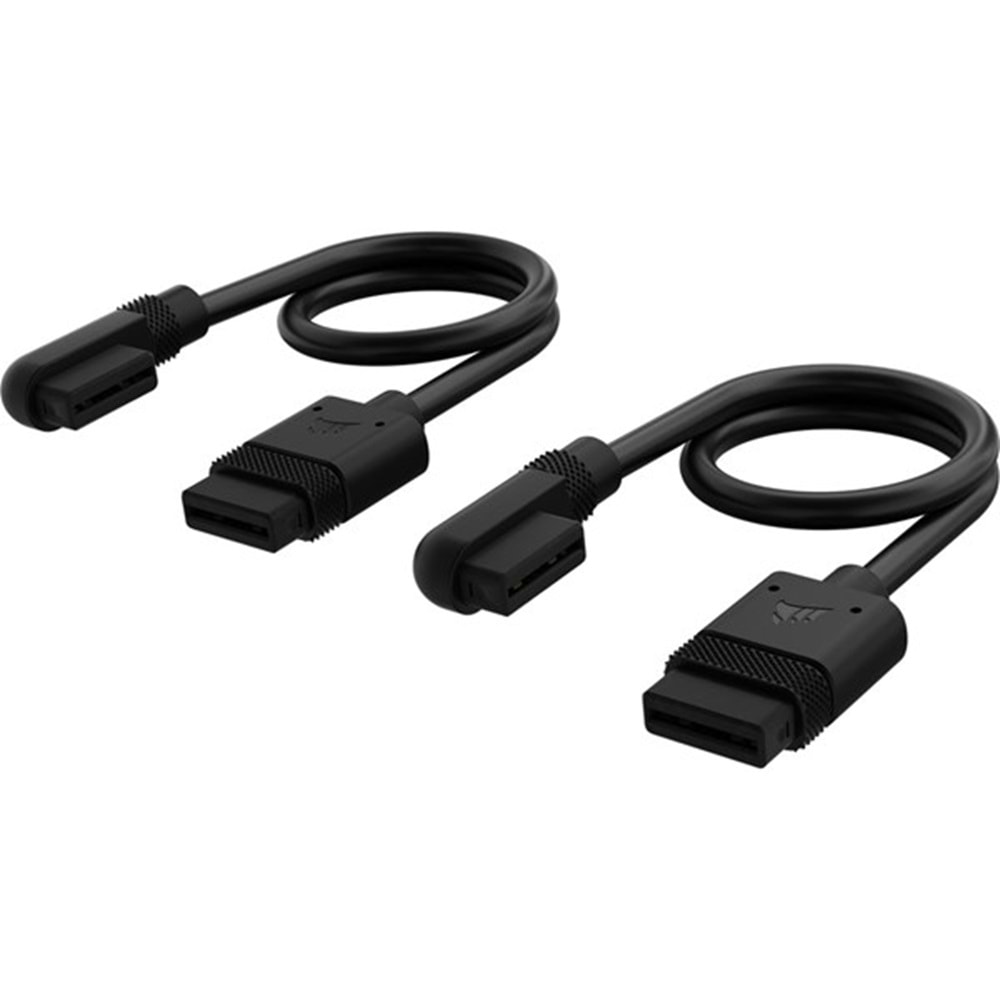 CROSAIR CL-9011123-Ww iCUE LINK Kablosu, 2x 200 mm, Düz/İnce 90° konektörlü, Siyah