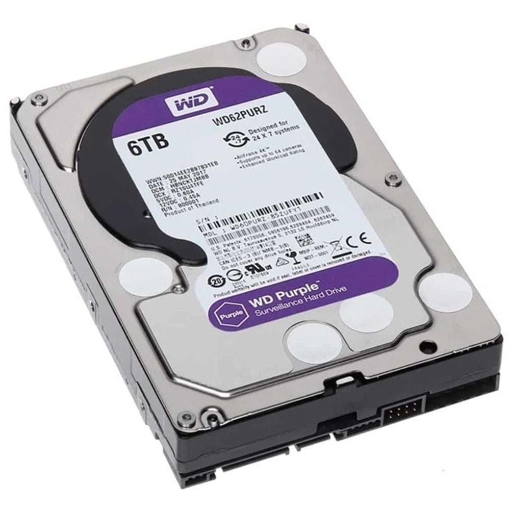 WD 6TB PURPLE WD62PURZ 256MB 5400RPM GÜVENLİK DİSKİ